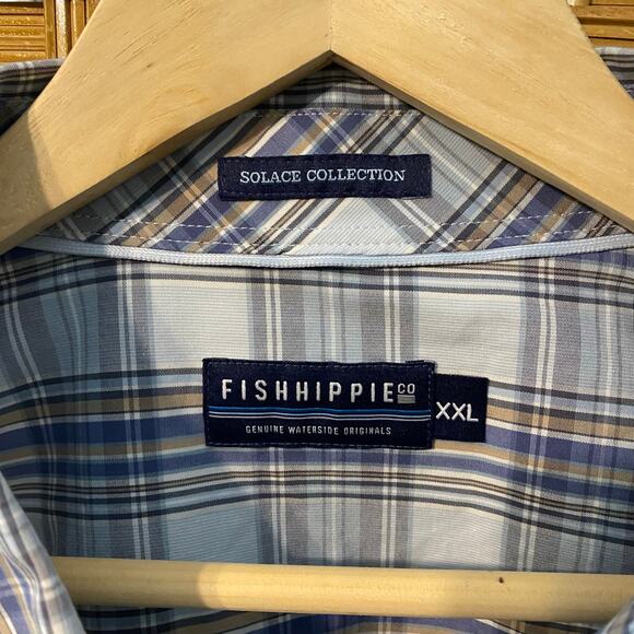 Fish Hippie Solace Collection Stretch Plaid Button Down Shirt XXL cotton blend - Picture 6 of 7